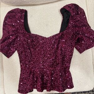 Amanda Uprichard Magenta Sparkly Top